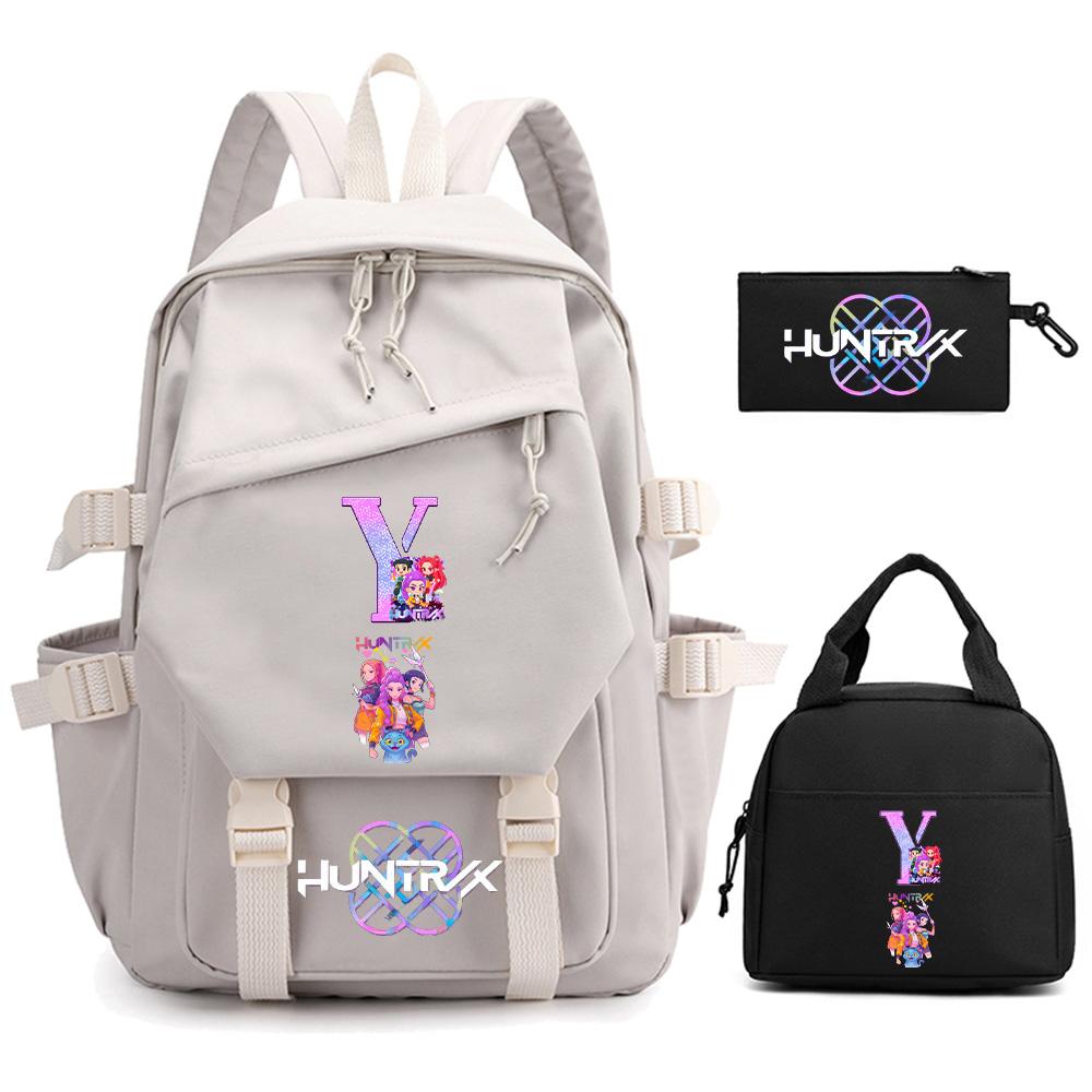 

3Pcs/set Anime Cartoon English Letter A-Z Printed Backpack for Boy Gril schoolbag Children Student Women Travel Bag Kid Gift