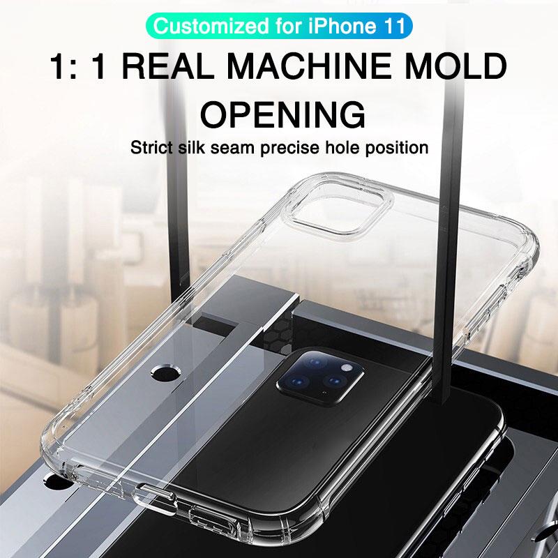 Shockproof Armor Clear Soft TPU Case For iPhone 11 Pro Max SE X XS XR 6 6S 7 8 6SPlus 7Plus 8Plus Silicone Strong Airbags Phone Back Cover Shell Coque
