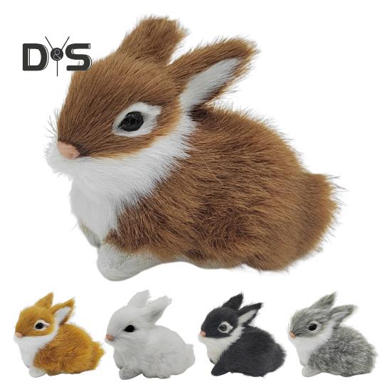 1/5 Pz. Statuetta Coniglio di Peluche Modello Coniglietto Simulazione Realistica Animale in Miniatura Pelliccia Artificiale Realistica Ornamento Decorazione da Tavolo Pasquale per Casa Ufficio