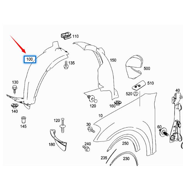 Front Inner Wheel Liner for Mercedes-Benz ML W164