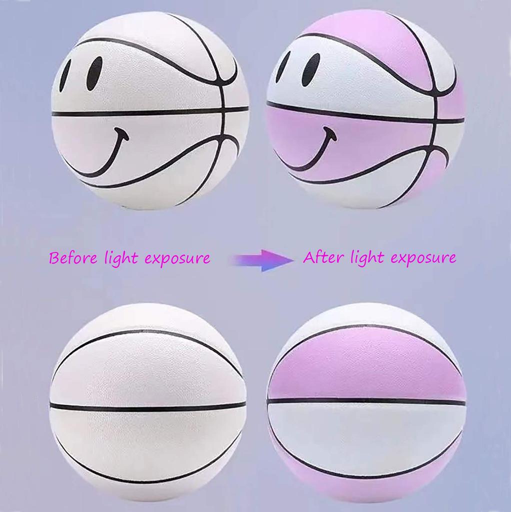 7 Smile Beginner Gift for Kids PU Basketball Mesh for Indoor and Outdoor Training No. Color-Changing Basketball, 6+, Non-Slip Wear-Resistant (Needle,