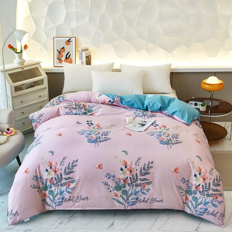 Garden Colorful Floral Pattern Quilt Cover 1Pc 100% Cotton Luxury Duvet Cover Skin-friendly Soft Easy Care Queen Size Bedding
