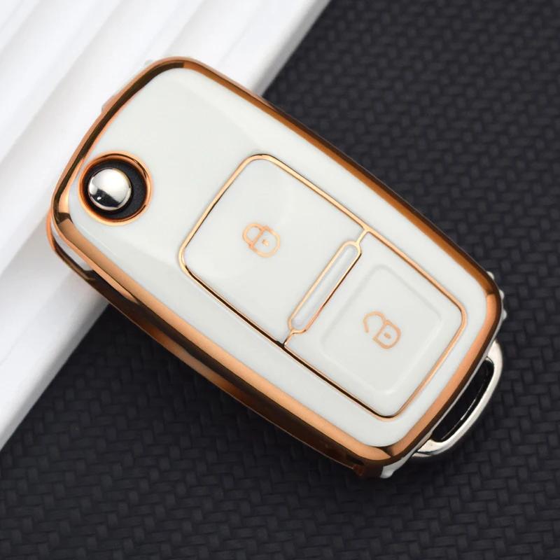TPU Shell Fob Car Key Case Cover For Volkswagen VW Tiguan Beetle Caddy T5 Up Eos Skoda Octavia Seat Leon Altea Polo Golf Passat