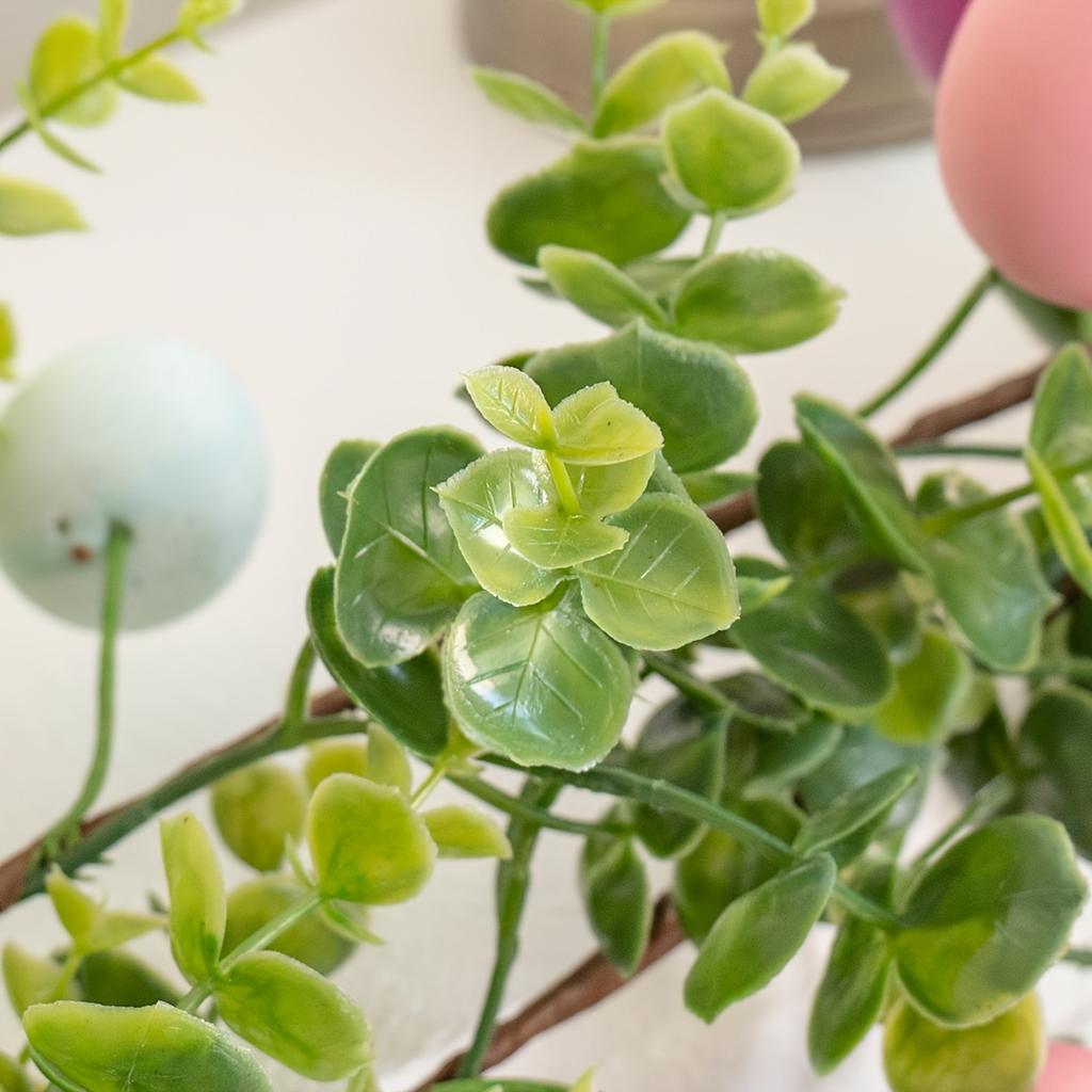 1pc 66.9 Inch Handmade Easter Garland, Indoor/Outdoor Decor with Mini Eggs and Eucalyptus Leaves for Easter Celebration