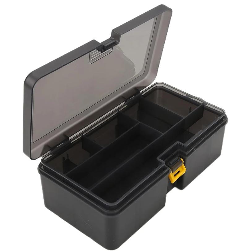 Fishing Gear Storage Box Plastic Gray Multifunctional Double-Layer Bait Box Ten Compartments Easy Assembly Fishing Bait Tool Box