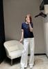 European Style Rhinestone Round Neck Knit Short Sleeve Casual Top - Summer 2026