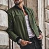 Men's Casual Stand-up Collar Colorblock Skirt Pocket Button Cardigan Jacket