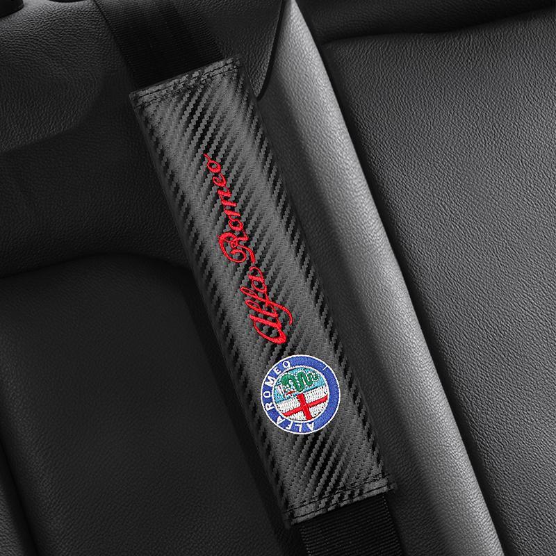 Car Accessories Carbon Fiber Seat Belt Shoulder Cover Breathable Protection Seat Belt For Alfa Romeo Mito Brera 147 Giulietta GT