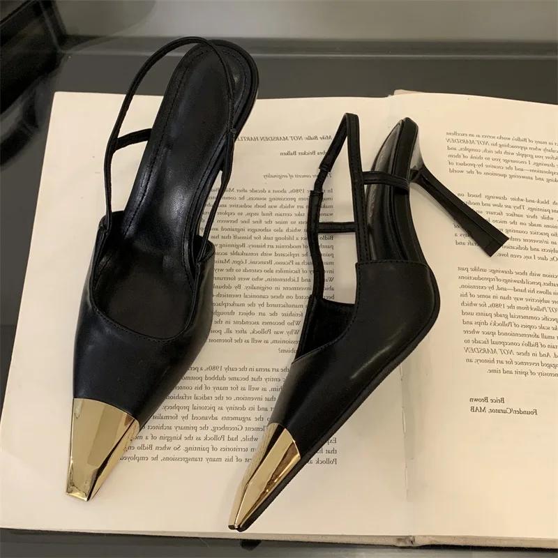 Streetstyle Spitzschuh Damenpumps Mode Slingbacks Dünne Hohe Absätze Elegant Stripper Abschlussball Damensandalen Schuhe