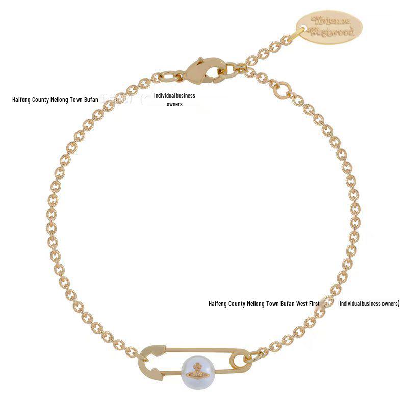 Empress Dowager Saturn Pearl Necklace & Bracelet Set - Women's Luxury Paperclip Design Accessories