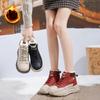 Botas de neve femininas de inverno, quentes, plataforma grossa, botinhas de couro PU, com forro de pele sintética, cadarço antiderrapante, forro de lã, botas curtas para mulheres