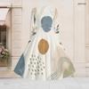 Women Plus Size V Neck Long Sleeve Blue White Printed Denim Patchwork A Line Dress With Belt