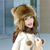 New Women Natural Raccoon Fur Caps Ushanka Hat For Winter Thick Warm Ear Fashion Pompoms Hat Lady Loveliness Real Fox Fur Cap
