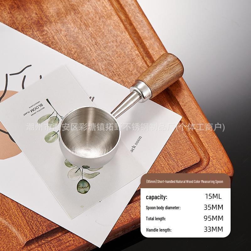 

304 Stainless Steel Measuring Spoon with Walnut Wood Handle: Round Head Kitchen and Baking Tool for Coffee Beans