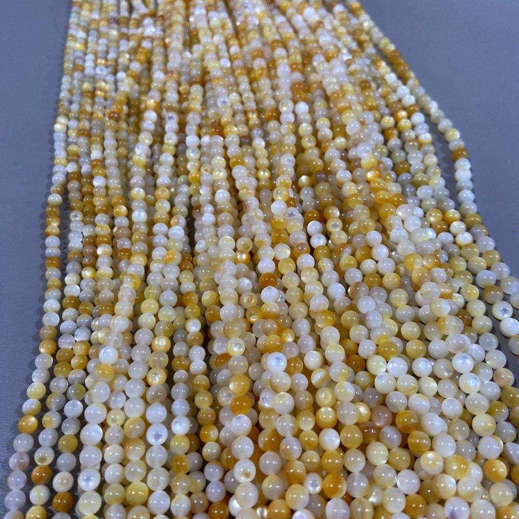 Natural Limpet White Round Beads - High Gloss Seawater Shell for DIY Jewelry & Handmade Bead Crafting.