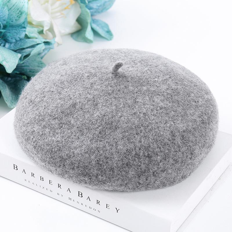 Autumn and Winter Women's Wool Woolen Beret Student Art Painter Hat Pumpkin Hat