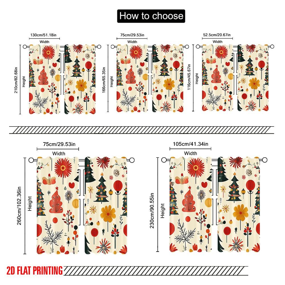 2pcs,2D Plane Printing Print Curtains Christmas Tree Bauble Floral (2) Polyester Woven (without Rod) All Seasons for Living