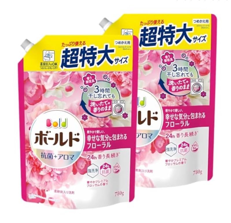 

Bold Liquid Laundry Detergent, Premium Blossom Scent, Refill, 780g x 2 Sachets, 24-Hour Long-Lasting Fragrance