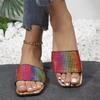 Summer New Rainbow Polka Dot Cool Slippers Women's Non-slip Lightweight Large Size Square Head Beach Shoes