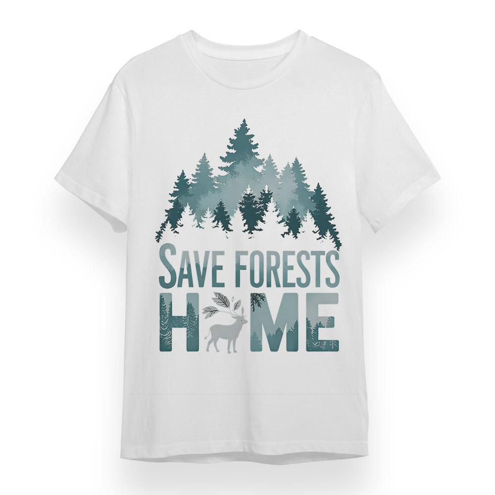 

Men s Plus Size T-shirt With Save Forests Home Unisex White 100% Cotton Soft Tee M