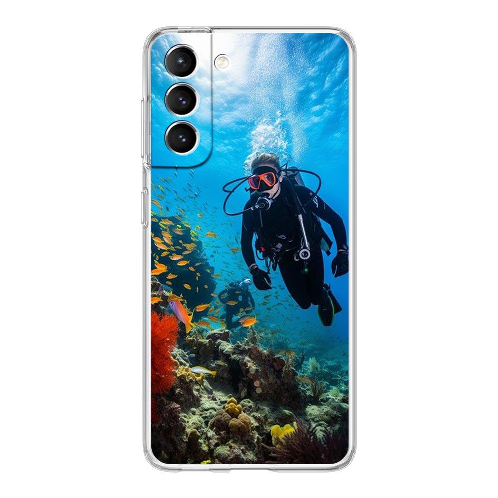 Phone Case For Samsung Galaxy S25 S24 S23 FE S22 Ultra S20 S21 5G S10 Plus S10E Soft Clear Cover Diver Diving