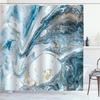 Blue Marble Shower Curtain - Abstract Modern Ink Art, Waterproof Polyester, 72x72In, 12 Hooks