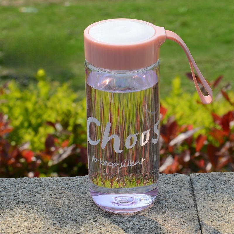 Outdoor Sports Portable Plastic Cup Creative Casual Cup 600ml transparent розовый