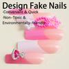 Hot-Selling Extra Long Handmade Wearable Nails with French Edge and Pearl Candy Heart Design