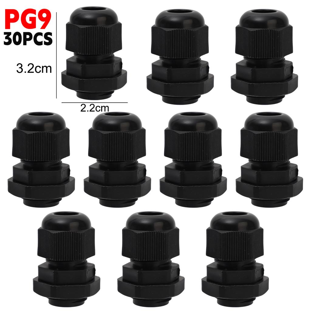 PG7 PG9 Waterproof Cable Gland Cable Entry IP68 Nylon Plastic Connector Adjustable Locknut Sleeve Joint Cord Strain Relief Joint