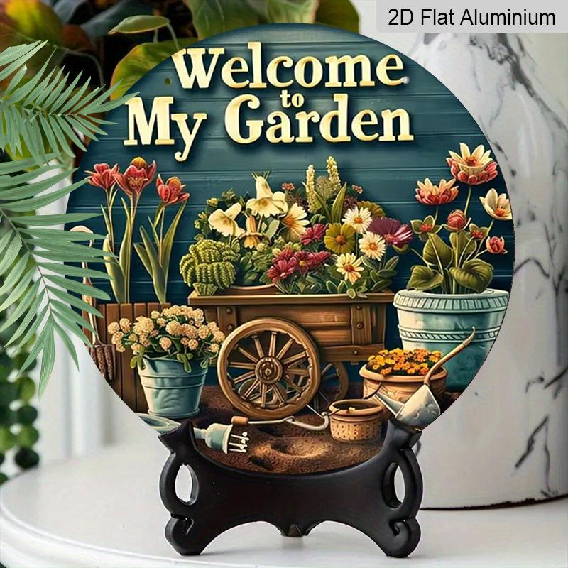 2D Flat Aluminum Rustic-Style “Welcome To My Garden” Wall Art Sign, 7.87 X 7.87 Inches. Perfect for Gardens, Homes, and Outdoor Spaces. An Ideal