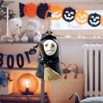 2D Acrylic Halloween Pendant Spooky Halloween Ghost Bag Charms, Acrylic Pendant Set for Keychain Car Decoration Ghost Holding