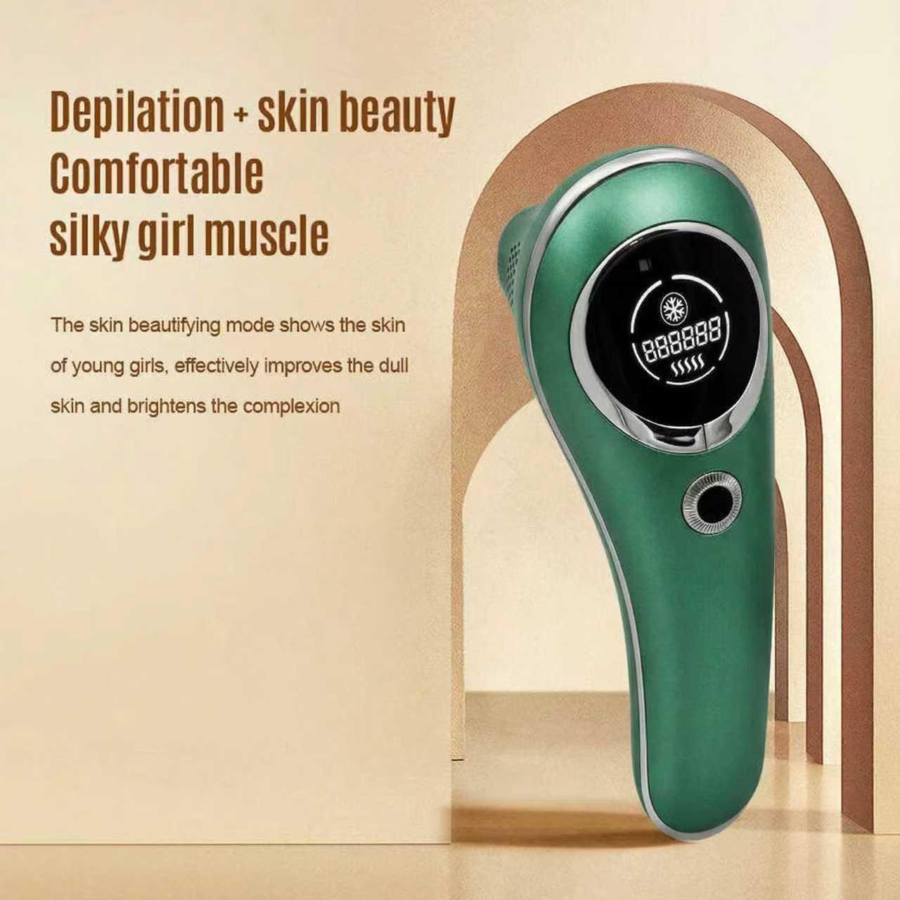 

Ice Point Laser Hair Removal: Painless Full Body Treatment, Strong Pulse for Skin Rejuvenation and Acne Removal зелений