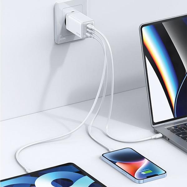 Usams Ład. Siec. 2Xusb-C+1Xusb 65W(Only Head) Gan Pd3.0 +Qc3.0 Fast Charging Fioletowy/Gradient Purple Sandru Series Cc180Tc03 (Us-Cc180)