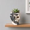 Gothic Butterfly Skull Pen Holder, Spooky Resin Skull Makeup Brush Holder, Multifunctional Halloween Tea Light Candle Holder for Desk, Shelf Decor