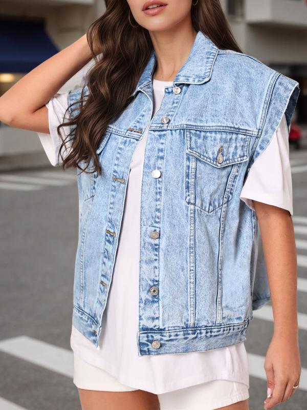 Minimalistyczna Casualowa Kamizelka Denimowa - Damska Wszechstronna Slim-Fit Klasyczny Styl