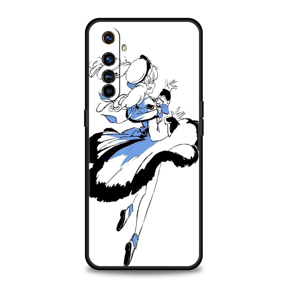 Genshin Impact Black and White For Realme 9i Luxury Phone Case 9 8 5G GT2 7 6 Pro Plus 8i C21 C3 C11 C25 Black Silicone Cover