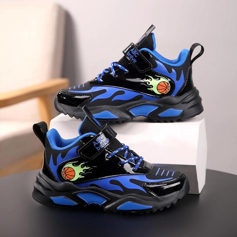 Children Shoes Boy Sneaker Leather Kids Casual Sports Tennis Sneaker Original Basketball Non-slip Boy Shoes 4 To 12 Years