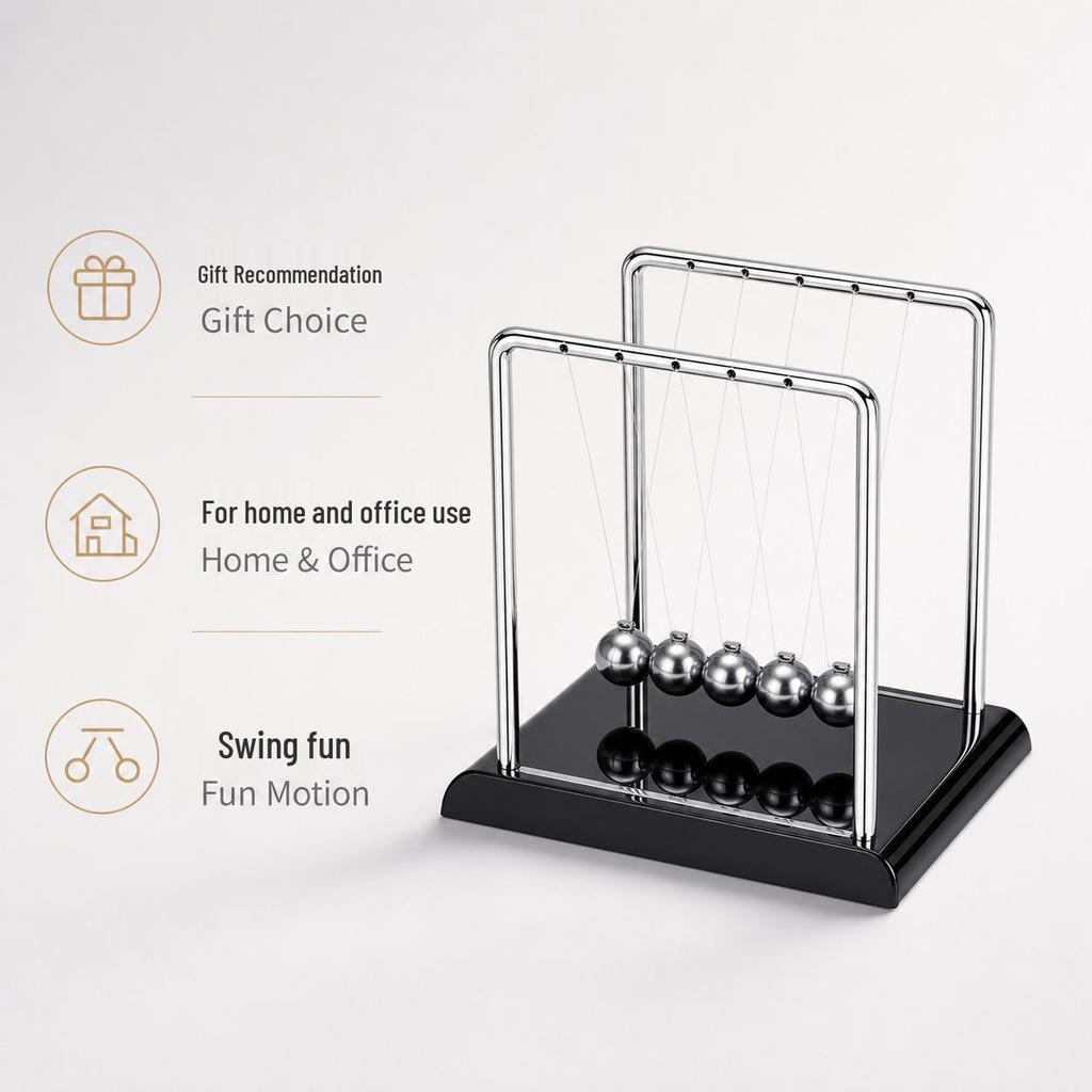 Newton's Cradle Modern Desk Ornament - Bouncing Ball Gift for Home or Office Decor
