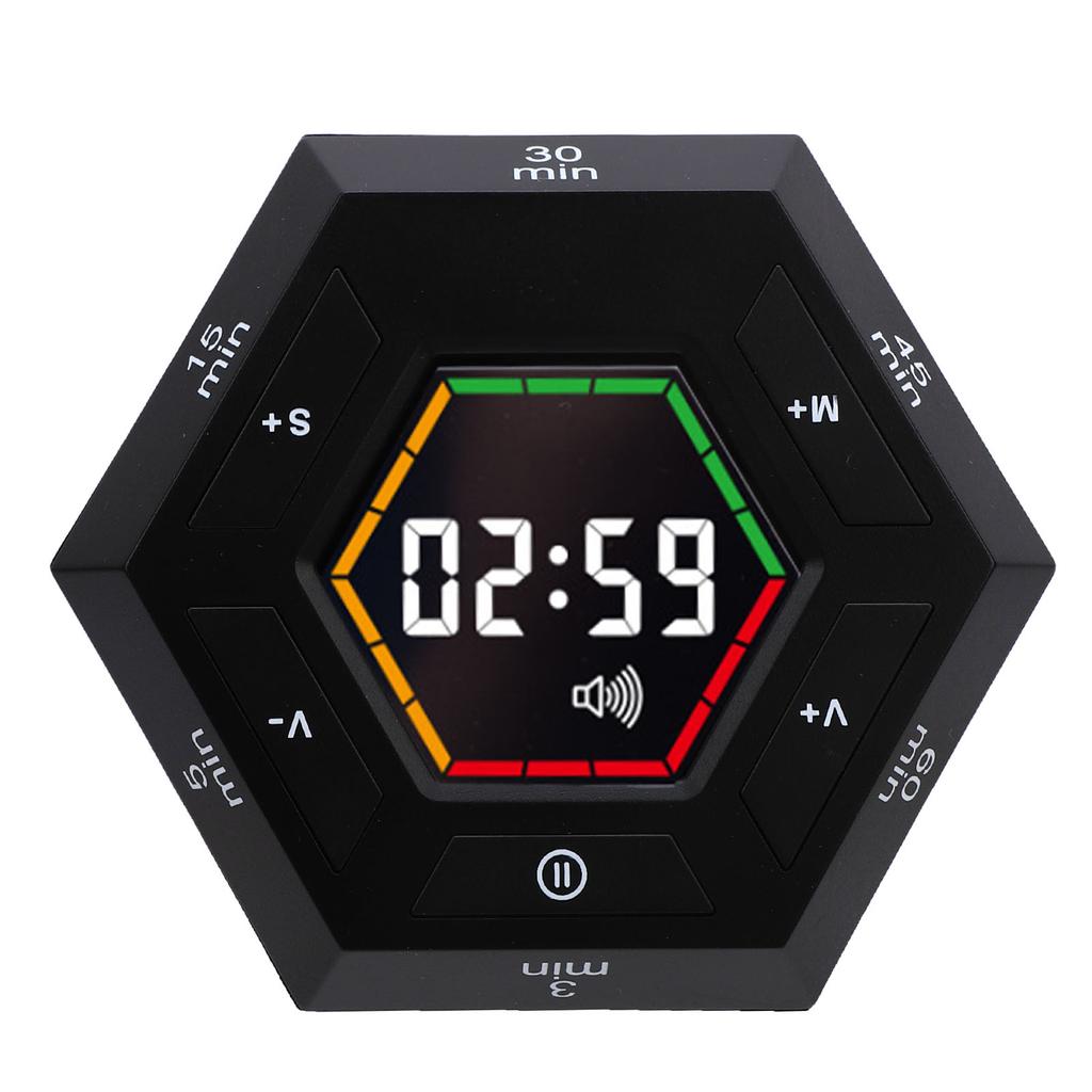 Timer Cube Hexagon Digital Display Count Up Countdown Magnetic Flip Timer for Study Kitchen Work