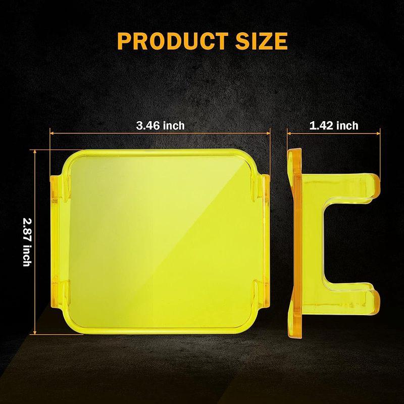 

2pcs 3 inch Yellow LED Cube Light Cover Protective Light Bar Cover for 3 LED Pods Square Offroad Lights Driving Fog Lamp
