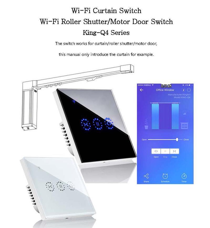 Smart WiFi Curtain Switch, Touch & Alexa Voice Control, Remote Accessible