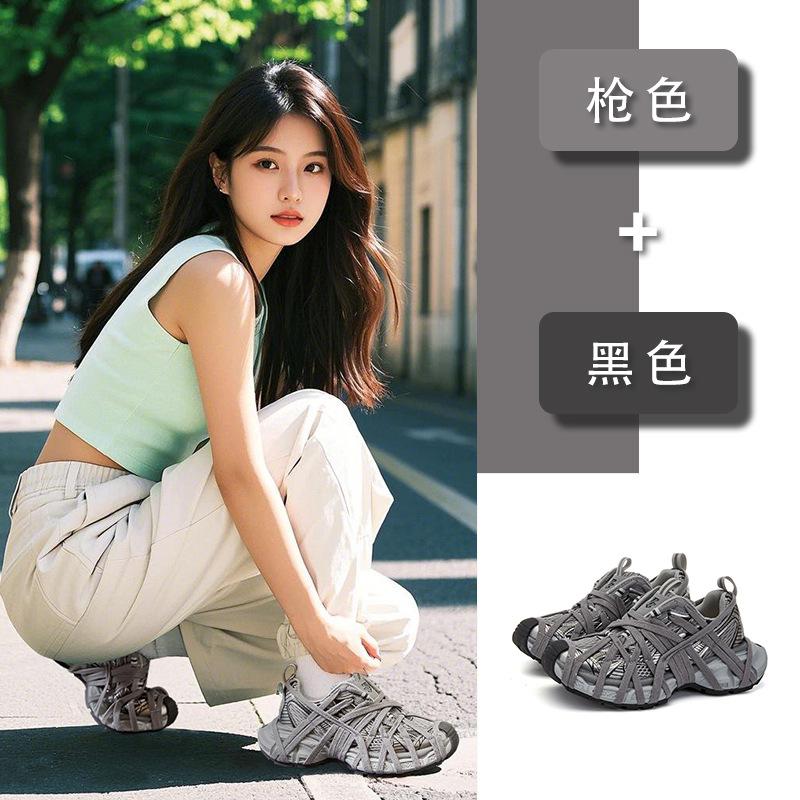 Suction film sole new dad shoes women's 2025 autumn thick-soled straps running sports shoes retro and old casual women's shoes
