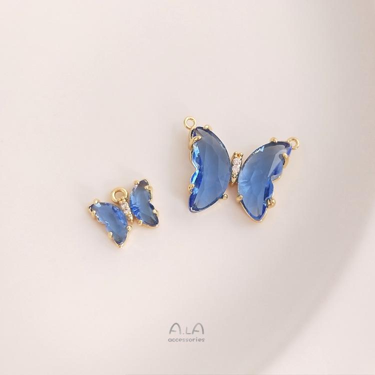 

Сохраняющий цвет 14K Gold-Filled Циркон Бабочка Двойная подвеска для DIY ожерелья или серег