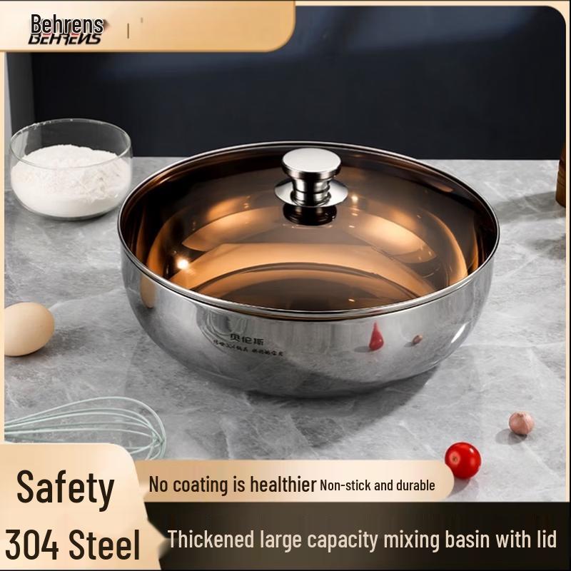 Beiluns 304 Stainless Steel Dough Mixing Bowl with Lid