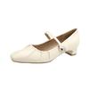 French Mary Jane shoes 2025 new spring and autumn women's shoes square head low heel single shoes one word with high heels women's thick heel