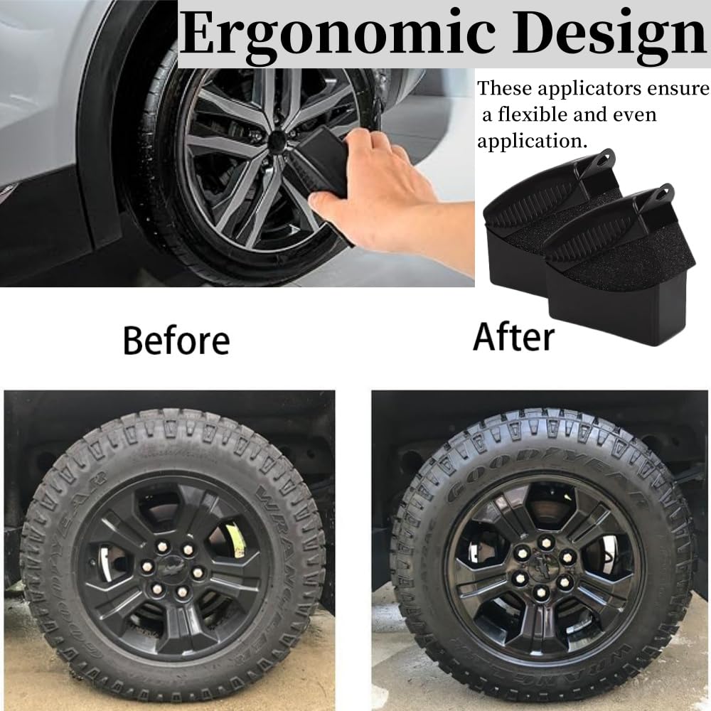Tire Shine Applicator, Reusable Tire Dressing Applicator Pad with Ergonomic Rectangle Box for Car