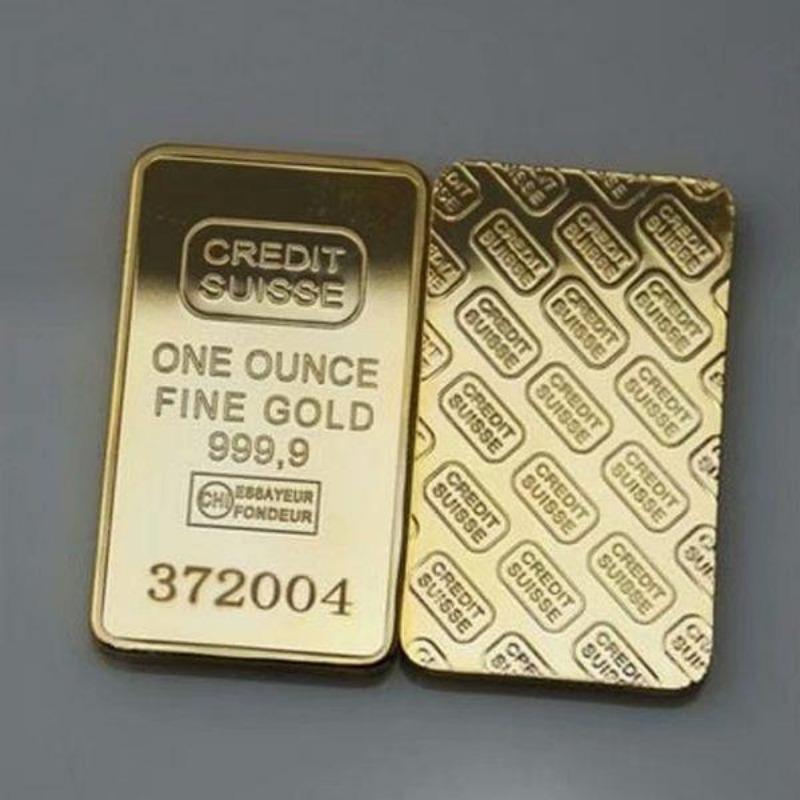 1 COPY CREDIT SUISSE 1OZ Gold-plated Bar Commemorative Coin Collection of Commemorative Coins with Different Numbers