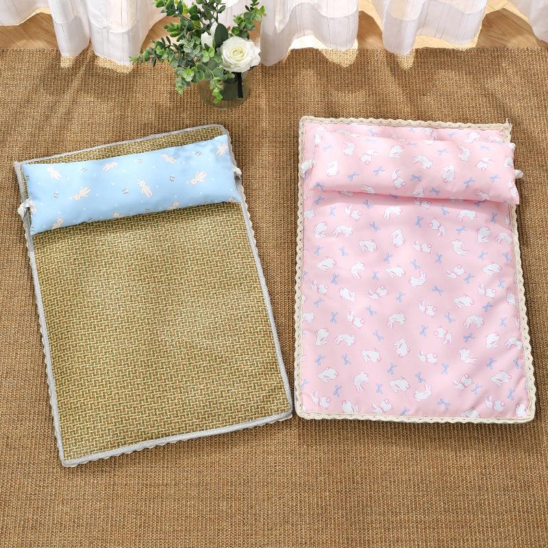 Summer Pet Mat Mat Cat Mat Mat Waterproof Non-stick Fur Cat Mat Cooling Straw Mat Puppy Mat Cat Litter Mat