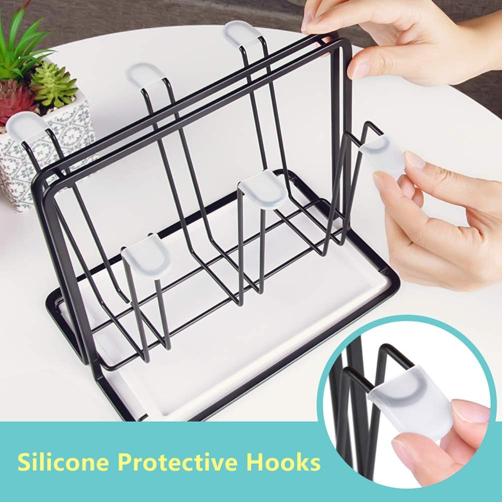 Yardwe Cup Drying Rack Japanese- Style Iron Mug Glass Bottle Organizer Tree Beer Wine Glass Shelf Drainer Stand Shelf Hook for Home Counter