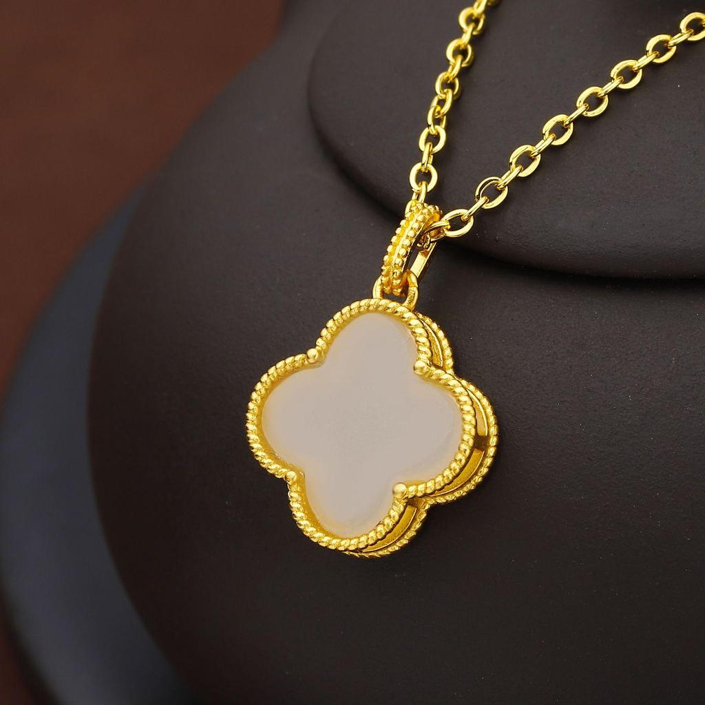 Elegant Natural Hetian Jade Necklace with Gold and Xiuyan Jade Pendant - A Fashionable and Timeless Gift for Women